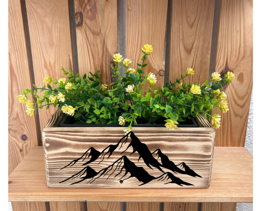 Holzbank Terrasse Persönlich Handgefertigte Blumenbank Aus Holz Mit Gravur – Dekorative Pflanzenbank Mit Blumenkasten, Geschenk Für Mama, Oma & Opa, Für Balkon, Terrasse & Garten, 35x35x18 Cm